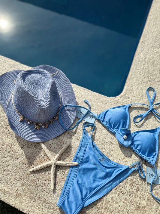 Bikini azul flor 3D