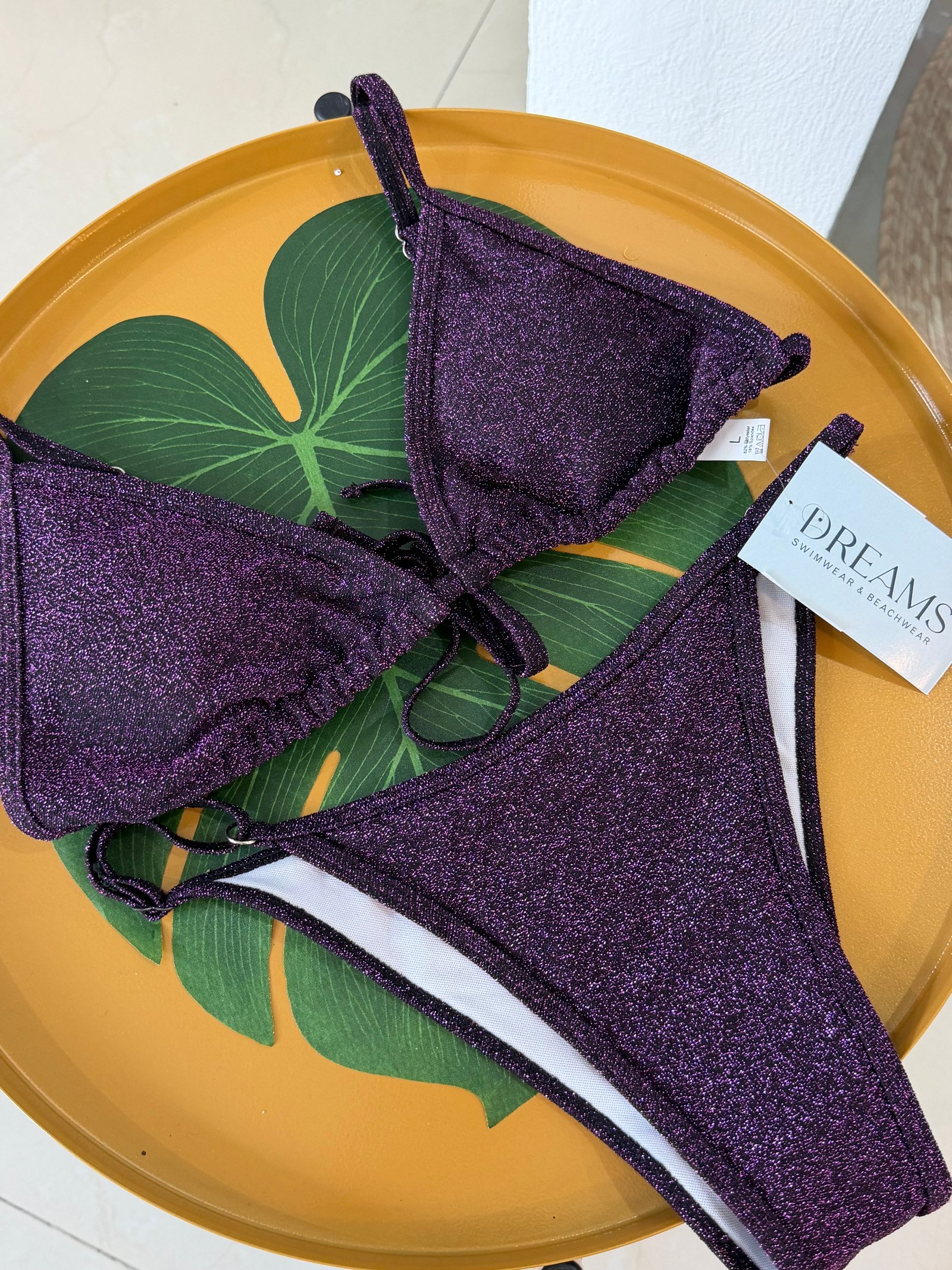 Bikini Triángulo Con Brillos - Morado